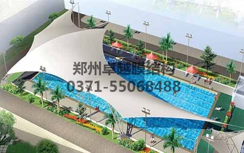 卓越為某游泳池設計的飛燕造型的膜結構遮陽(yáng)棚