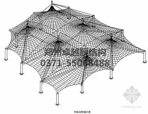 設計圖中可以看出索膜結構一般由膜材、索結構、支架結構三部分組成