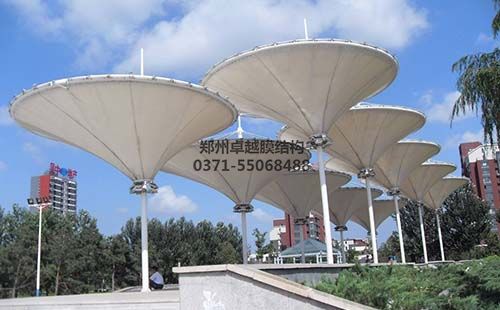 某廣場(chǎng)的景觀(guān)膜結構遮陽(yáng)傘