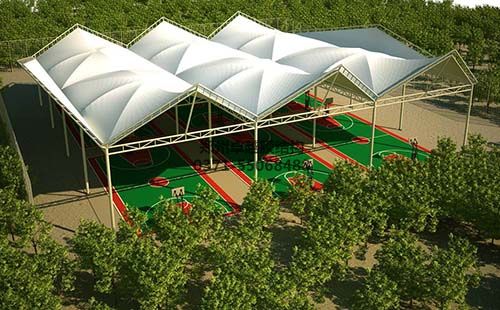 籃球場(chǎng)膜結構頂棚/罩棚/雨棚設計效果圖