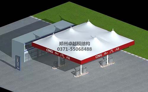加油站膜結構頂棚/罩棚鳥(niǎo)瞰圖
