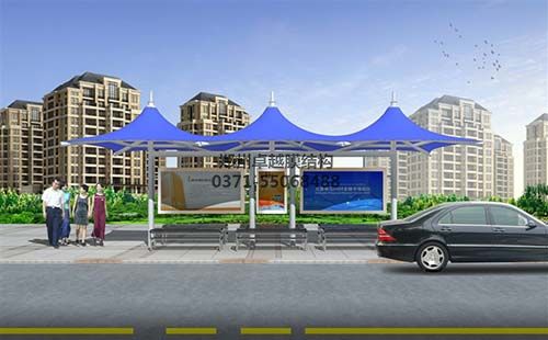 公交站臺膜結構雨棚/遮陽(yáng)棚設計效果圖