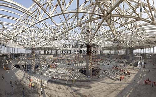膜結構建筑桁架安裝施工中