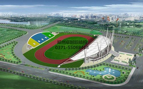 足球場(chǎng)看臺膜結構罩棚效果圖