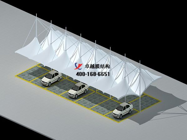    寶雞<font color='red'>膜結構車(chē)棚</font>【寶雞市熱力有限責任公司-停車(chē)場(chǎng)】設計施工案例