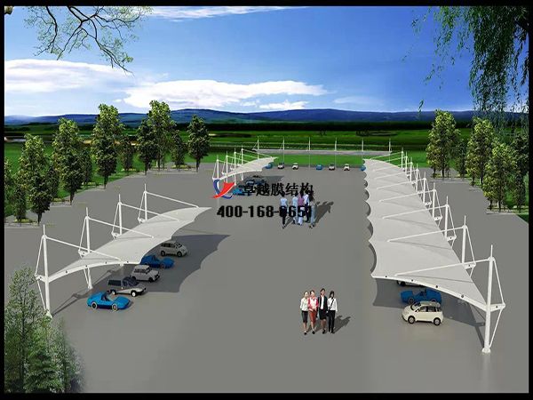   隴南<font color='red'>膜結構車(chē)棚</font>【隴南市長(cháng)安集團有限公司-停車(chē)棚】設計施工案例