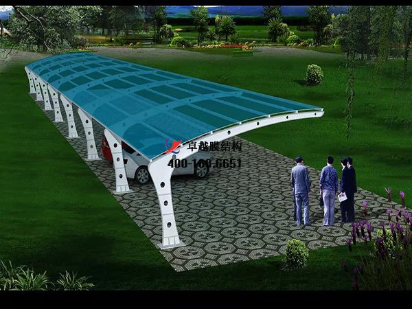  張掖<font color='red'>膜結構車(chē)棚</font>【張掖城市投資發(fā)展集團有限公司-停車(chē)棚】設計施工案例