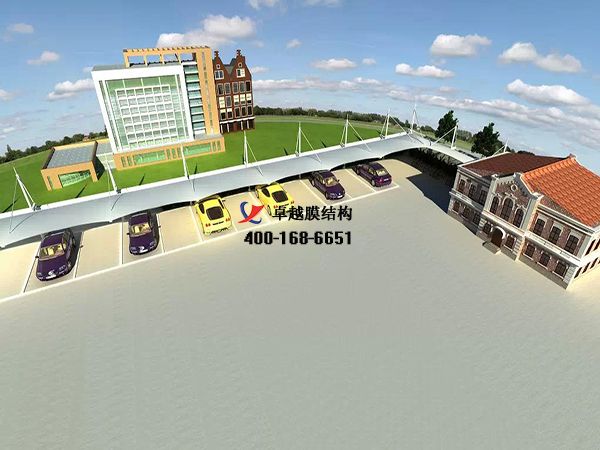  定西<font color='red'>膜結構車(chē)棚</font>【定西食品有限公司-停車(chē)棚】設計施工案例