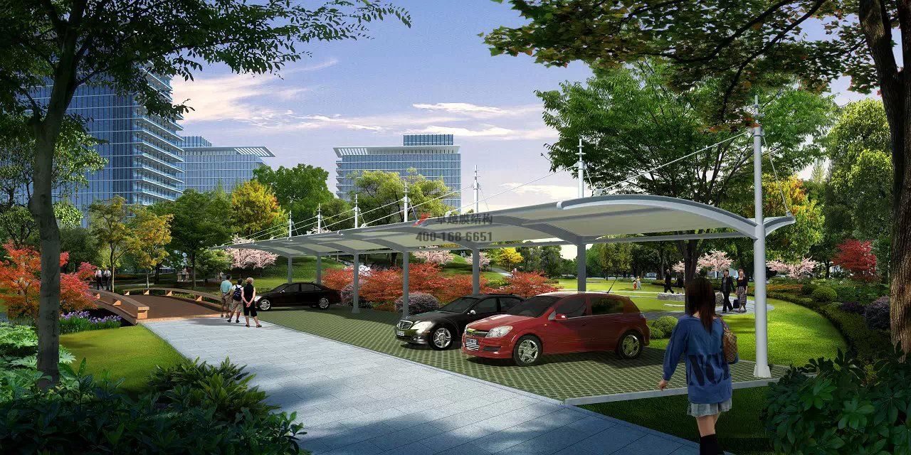 臨夏<font color='red'>膜結構車(chē)棚</font>【臨夏液壓有限責任公司等】設計施工案例