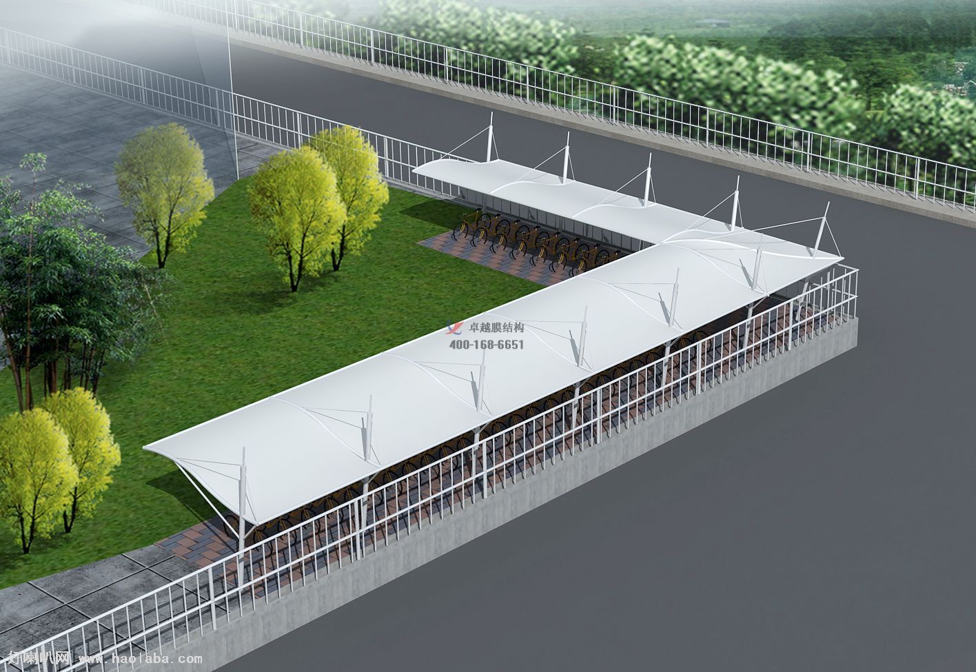 烏蘭察布<font color='red'>膜結構車(chē)棚</font>【烏蘭察布市交通運輸資源開(kāi)發(fā)集團有限公司等】設計施工案例