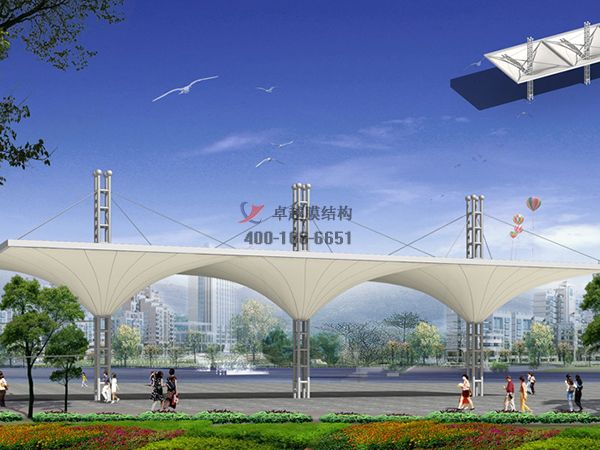 金昌商業(yè)街膜結構遮陽(yáng)棚設計案例 　　