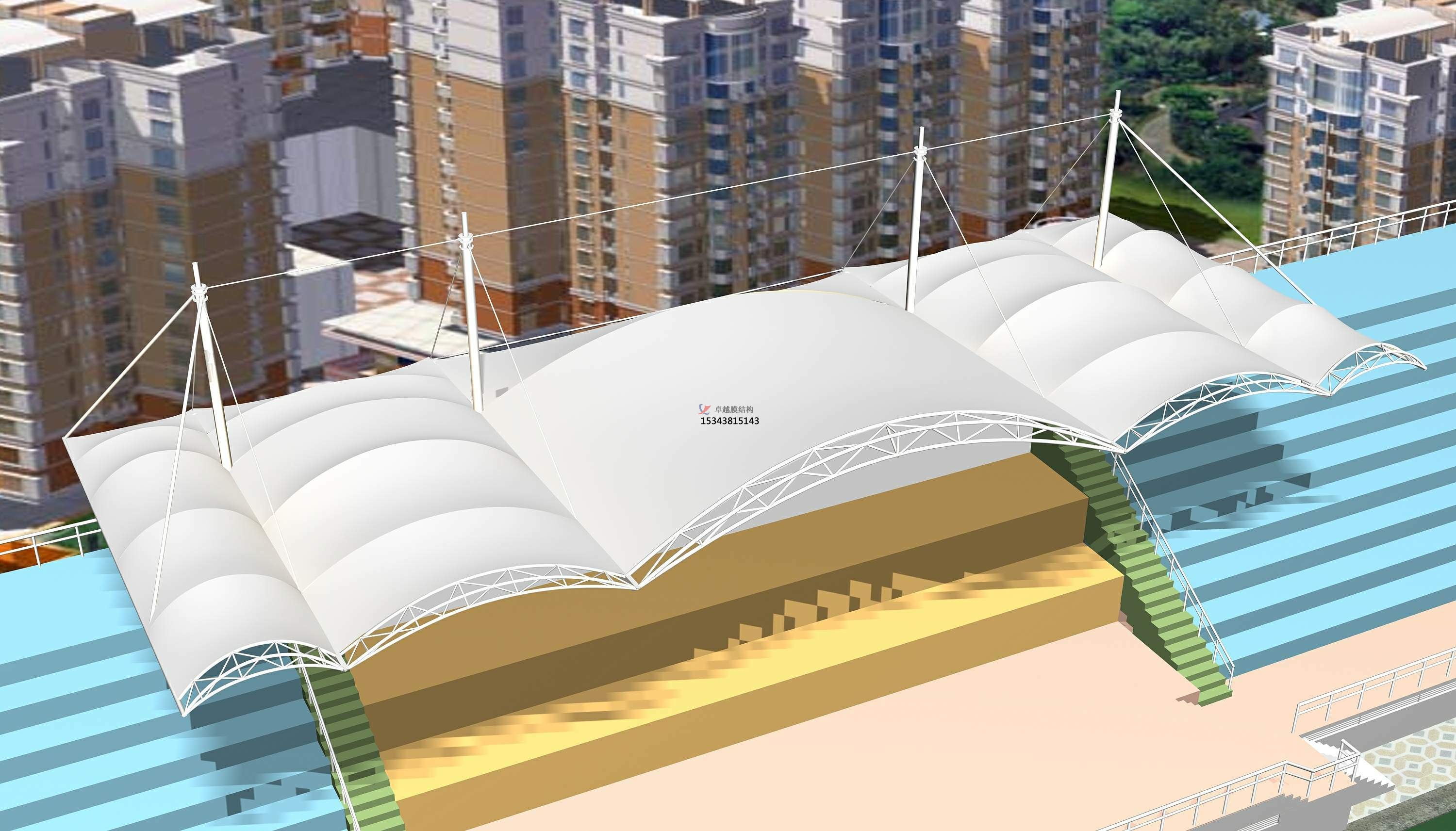 沾益<font color='red'>膜結構看臺</font>/舞臺/主席臺設計施工安裝生產(chǎn)廠(chǎng)家